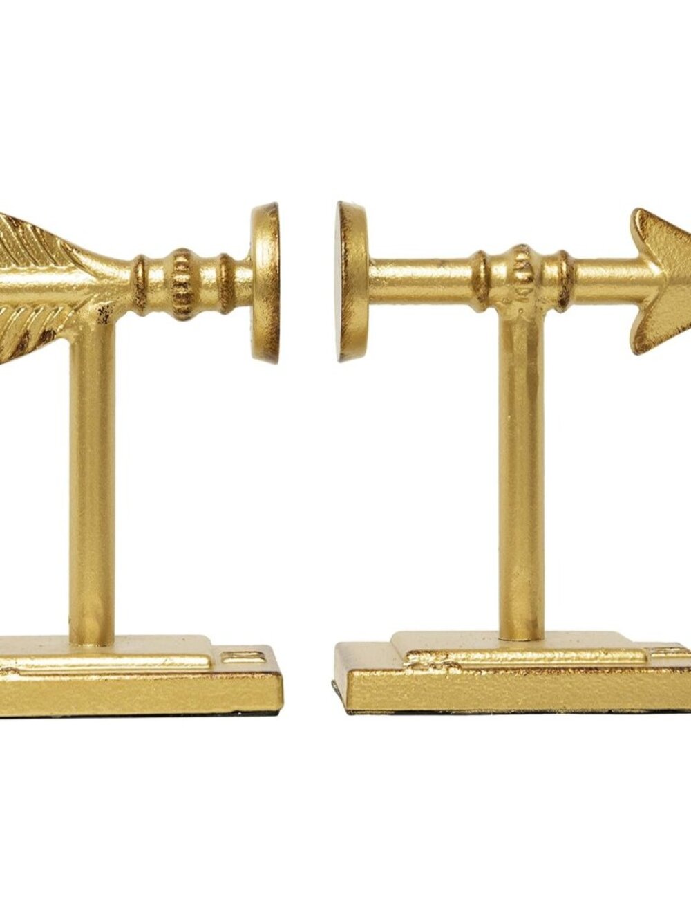 Decorative Cast Metal Arrow Bookends, Gold, Set of 2